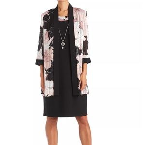 Plus Size R & M Richards 2 piece Dress, Jacket and attached necklace.